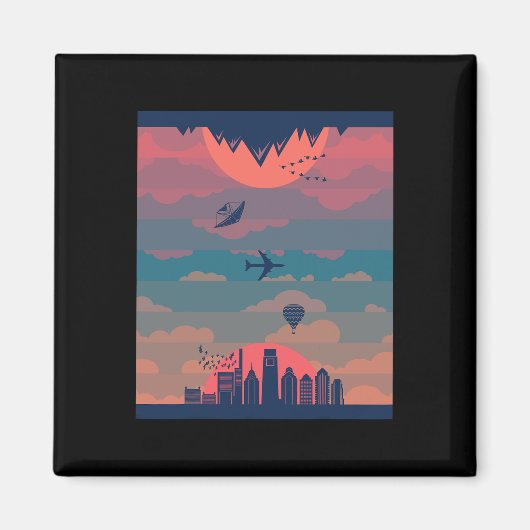 Aimant Sunrise Sunset Cycle Of Day And Night Earth 360 (Devant)