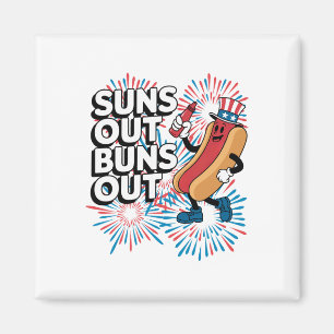 Aimant Suns Out Buns Out Funny 4 juillet Hot Dog Patrio