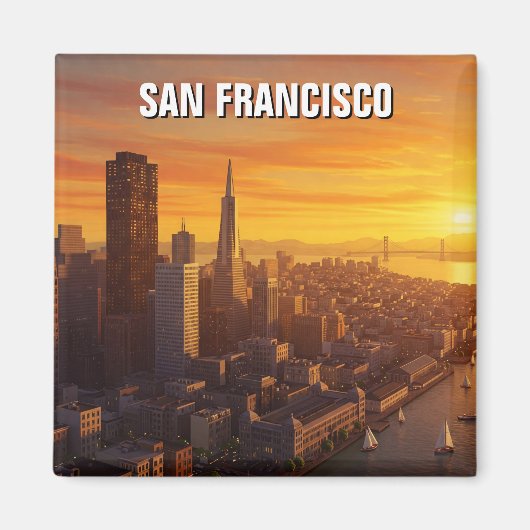Aimant Sunset San Francisco Skyline California Travel (Devant)