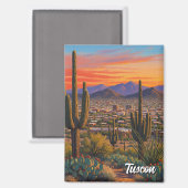 Aimant Sunset Tuscon Skyline Arizona Travel (Recto/Verso)