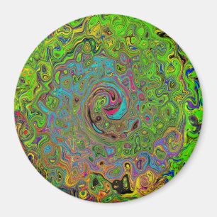 Aimant Super Abstrait Retro Lime Green et Blue Swirl