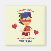 Aimant Super Boy Congrats 5e année (Devant)