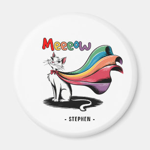 Aimant Super Cat Meeeow - Rainbow Cape Pride Cat