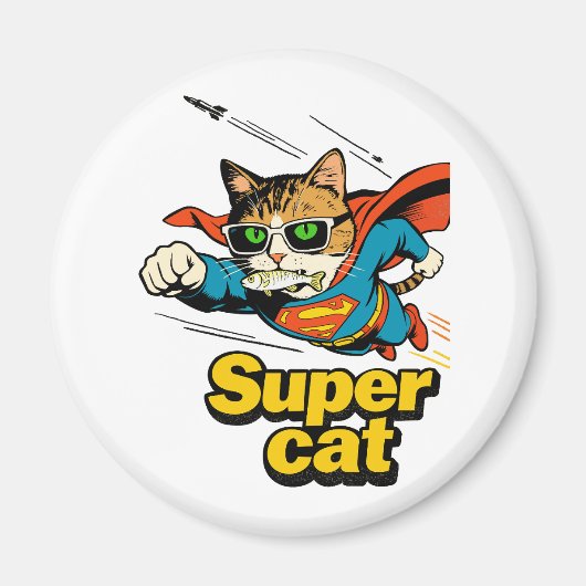 Aimant Super Chat Volant avec Poisson (Devant)