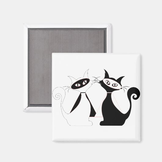 Aimant Super Chats noirs et blancs (Recto/Verso)