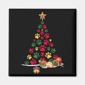 Aimant Super Cute Dog Paws Print Christmas Tree (Devant)