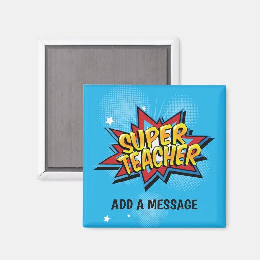 Aimant Super Hero Comic : Super Enseignant (Recto/Verso)