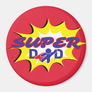 Aimant Super Hero Papa Fête des pères de livre comique