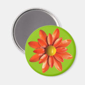 Aimant Super Orange Hippie Daisy Flower Power Floral (Recto/Verso)