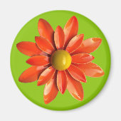 Aimant Super Orange Hippie Daisy Flower Power Floral (Devant)