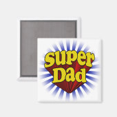Aimant Super Papa, Superhero rouge/jaune/bleu (Recto/Verso)