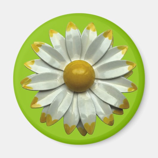 Aimant Super Retro Hippie Daisy Fleur Été Vert (Devant)