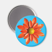 Aimant Super Retro Orange Hippie Daisy Fleur Floral (Recto/Verso)