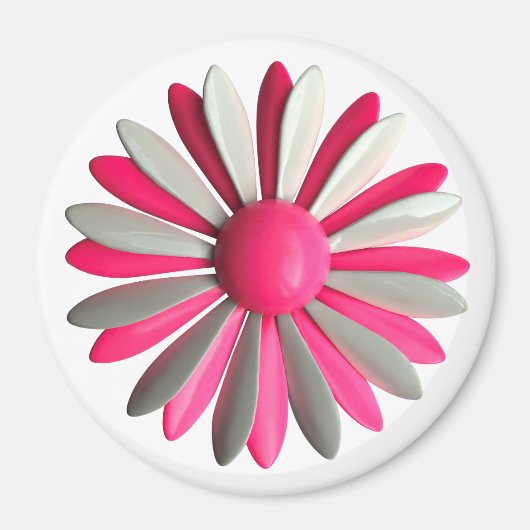 Aimant Super rose MOD Hippie Daisy Flower Power Floral (Devant)
