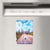 Aimant Superbe Atlanta Georgia Travel Skyline Aquarelle (In Situ (Lave-vaisselle))