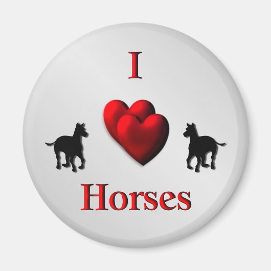 Aimant Superbe dessin de I Heart Horses (Devant)