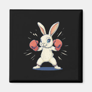 Aimant Superbe Lapin Avec Gants De Boxe Pour Les Amateurs