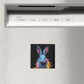 Aimant Superbe Lapin Bleu en feu (In Situ (Lave-vaisselle))