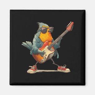 Aimant Superbe Oiseau Robin Avec Guitare Électrique Pour