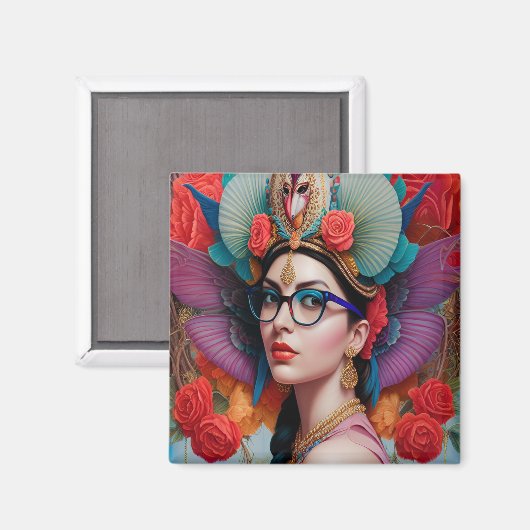 Aimant Superbe princesse avec lunettes (Recto/Verso)