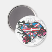 Aimant Supergirl British Drapeau et Roses (Recto/Verso)