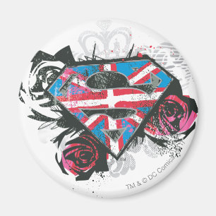 Aimant Supergirl British Drapeau et Roses