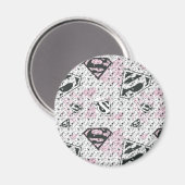 Aimant Supergirl Motif de logo rose et blanc (Recto/Verso)