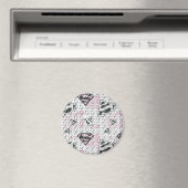 Aimant Supergirl Motif de logo rose et blanc (In Situ (Lave-vaisselle))