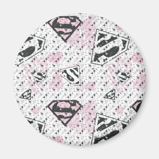 Aimant Supergirl Motif de logo rose et blanc (Devant)