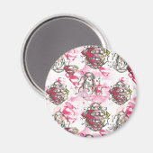 Aimant Supergirl Motif d'encre rose (Recto/Verso)