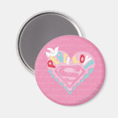 Aimant Supergirl Paix et amour rose (Recto/Verso)