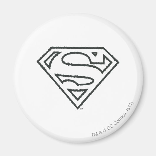 Aimant Superman S-Shield | Logo Grunge Black Outline (Devant)