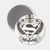 Aimant Superman Stylisé | Honneur, vérité sur logo blanc (Recto/Verso)