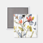 Aimant Superposition de fleurs - Aquarelle Fleurs et tige (Recto/Verso)