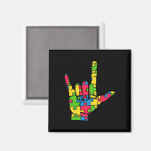 Aimant Support Autism Love Sign Language (Recto/Verso)