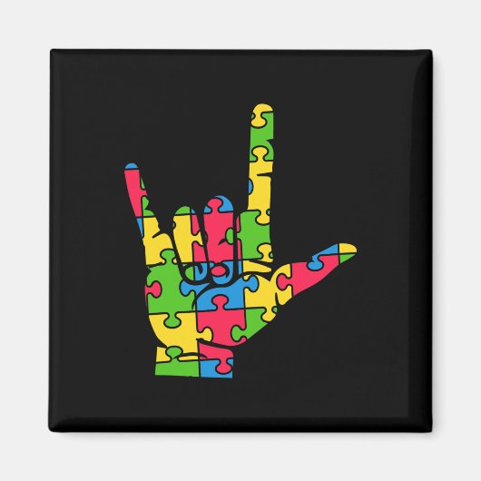Aimant Support Autism Love Sign Language (Devant)