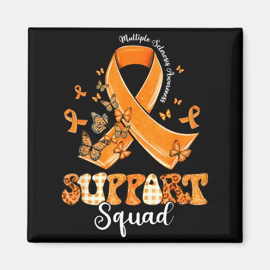 Aimant Support Squad Orange Ribbon Butterfly Ms Awareness (Devant)
