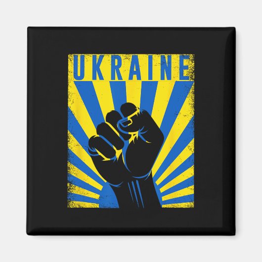 Aimant Support Ukraine Hand Fist Ukraine Resist Protest U (Devant)