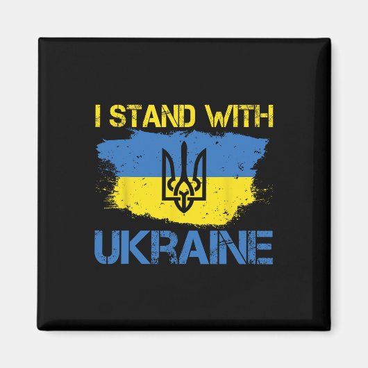 Aimant Support Ukraine With This Ukraine Flag I Stand Wit (Devant)