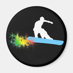 Aimant surf des neiges. arc-en-ciel