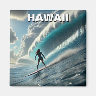 Aimant Surf en Hawaii Surfer Girl Wave