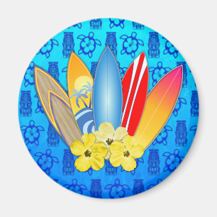 Aimant Surf et fleurs d'Hibiscus