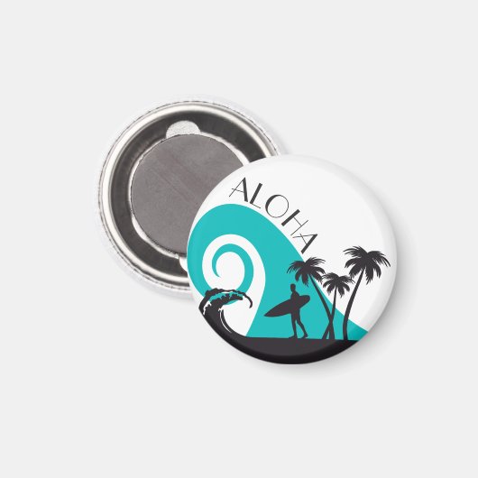 Aimant Surf moderne Aloha et palmiers (Recto/Verso)