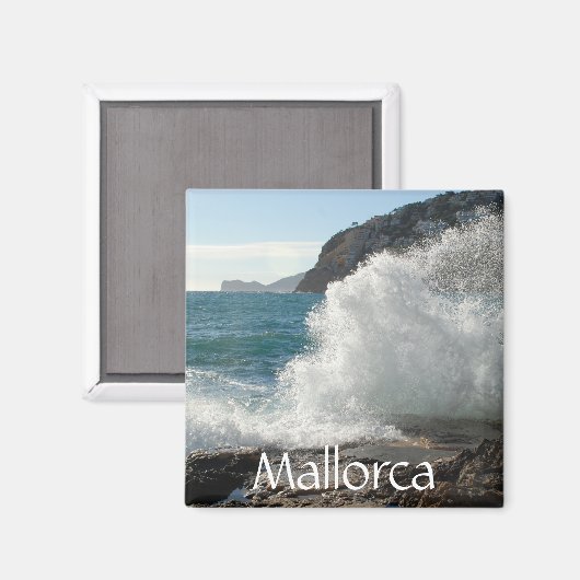 Aimant Surf sur les rochers, Majorque, Espagne (Recto/Verso)