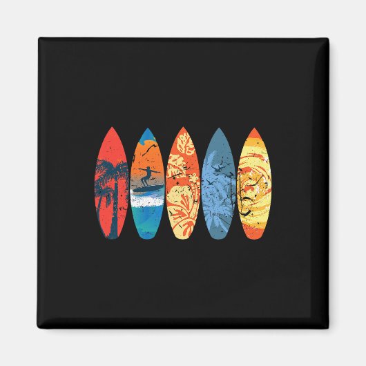 Aimant Surfant Surfeur Palmier Planche de surf Coucher de (Devant)