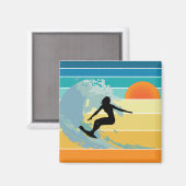 Aimant Surfer Girl Sunset Vintage (Recto/Verso)