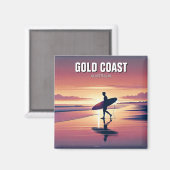 Aimant Surfer moderne Sunset Gold Coast Australie (Recto/Verso)