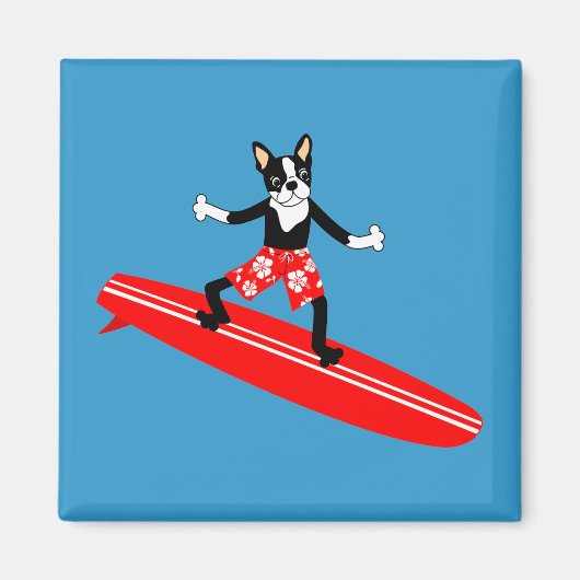 Aimant Surfeur long-bord Boston Terrier (Devant)