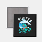 Aimant Surfeur Saurus Rex Dinosaure de Surf Dino Surfeur (Recto/Verso)