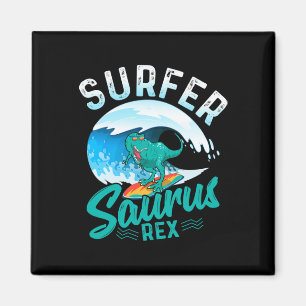 Aimant Surfeur Saurus Rex Dinosaure de Surf Dino Surfeur